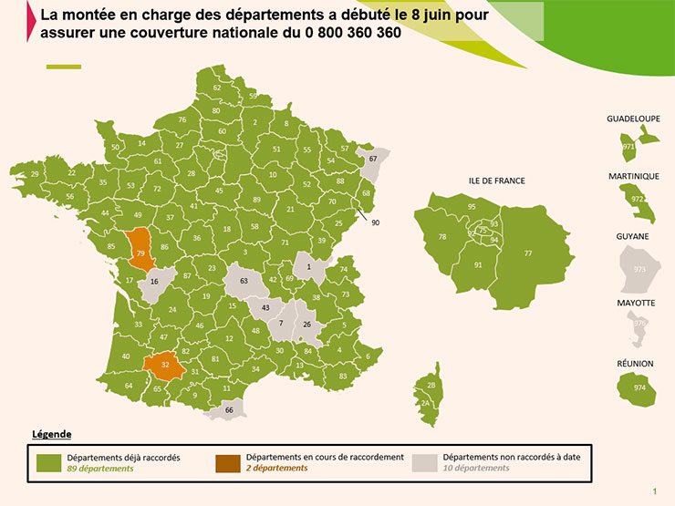 Déploiement du 0 800 360 360 - carte au 6 décembre 2021