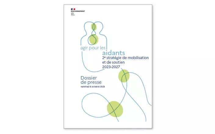 Visuel du dossier de presse Stratégie Agir pour les aidants 2023-2027